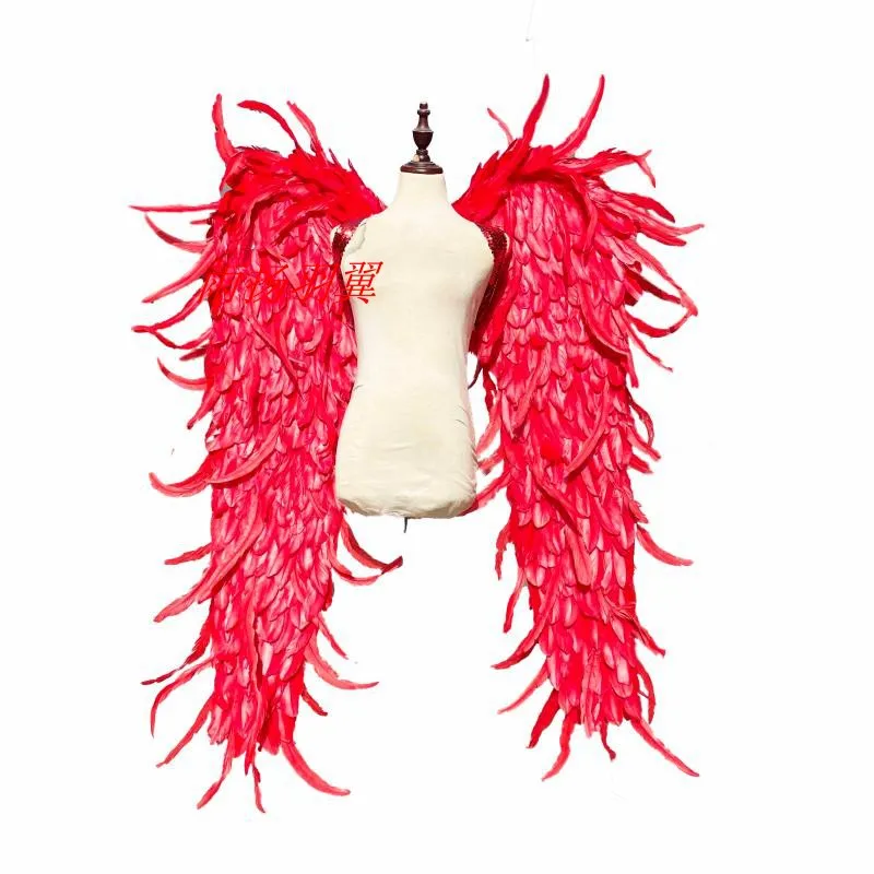 Red Angel Feather Wings Props Role Playing Party Stage Props for Halloween Christmas Anime Cosplay Model Stage Accessories