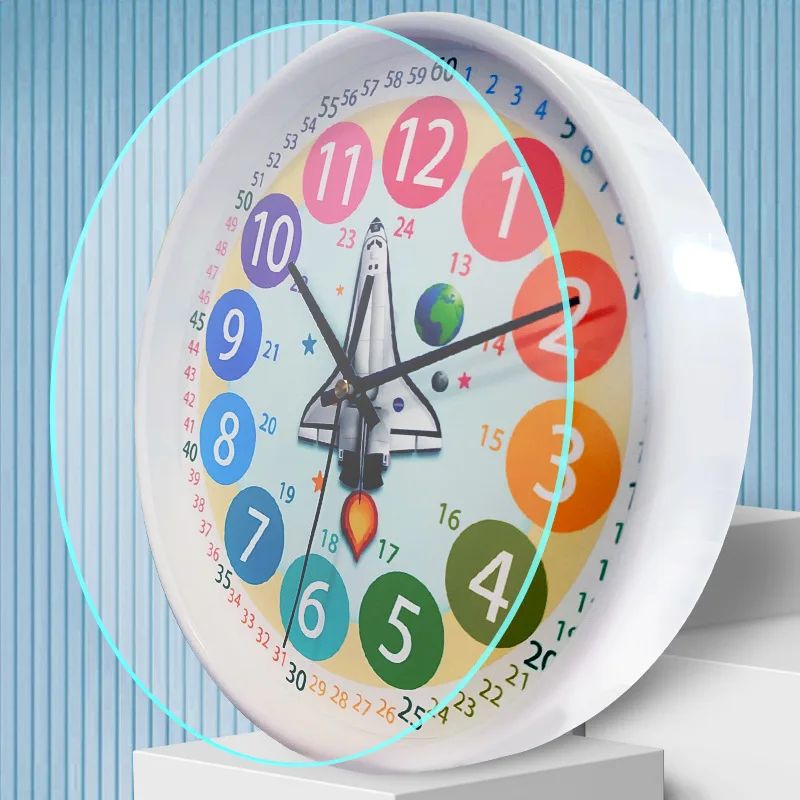 8 Inch Cartoon Clock Children Creative Wall Clock Simple Home Living Room Early Education Silent Teaching Clocks Reloj De Pared