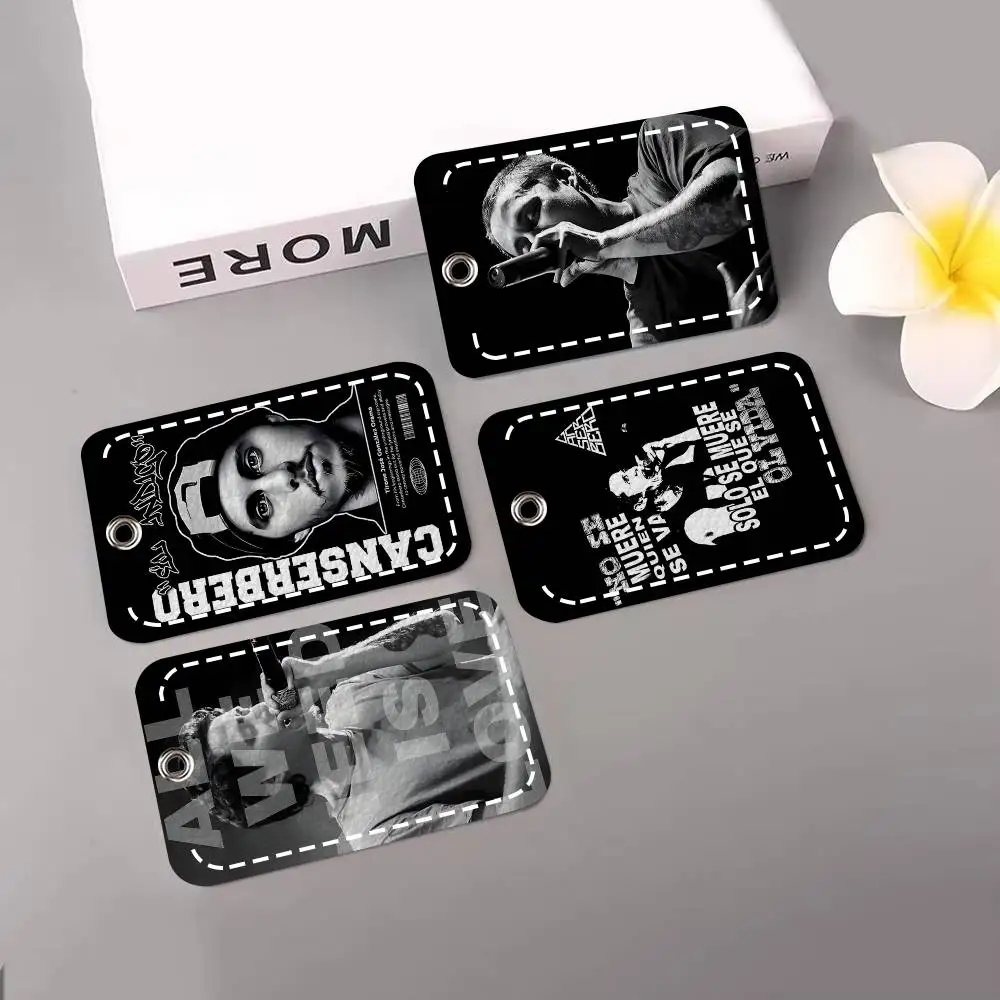 1pc Rapper C-Canserbero Singer Card Case Keychain Access Card Bag Key Tag Ring Leather Card Holder Key Ring Access