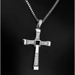 Dominic Toretto The Fast and The Furious Celebrity Vin Diesel Item Crystal Jesus Men Cross Pendant Necklace Gift Jewelry