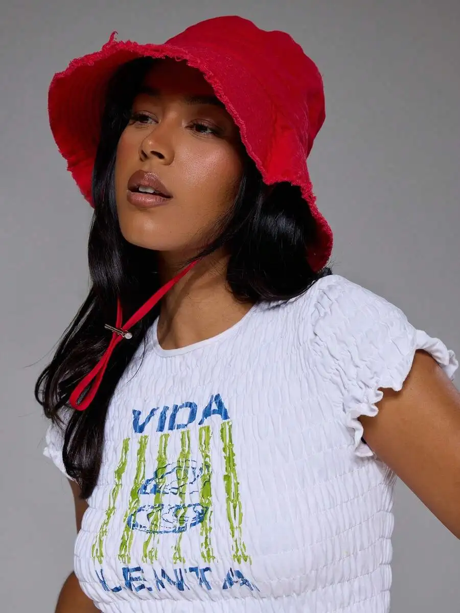 MUSERA Frayed Edge Tie String Bucket Hat Cool For Festival