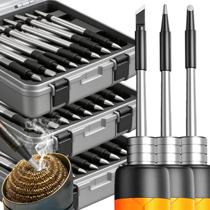 

10/1pcs Replacement Soldering Iron Tips Portable Metal Solder Welding Tip Soldering Iron Welding Tool for Desoldering Pyrography