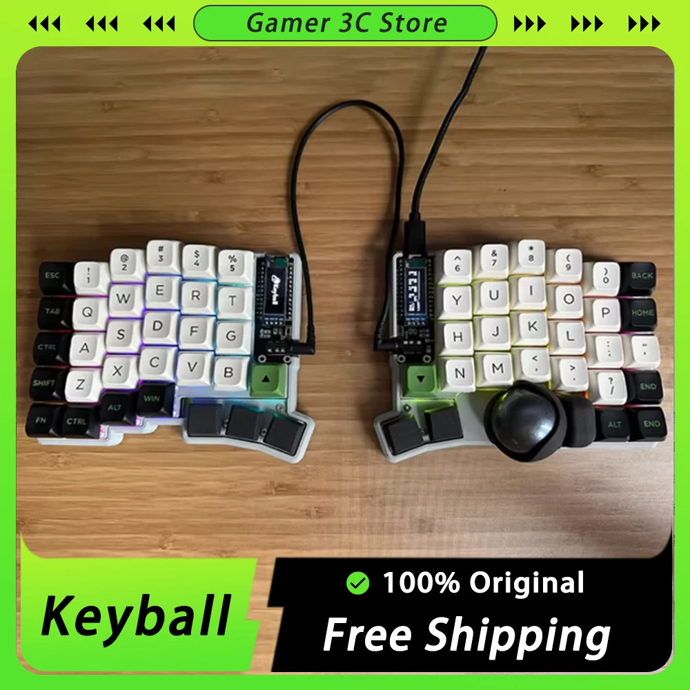 Keyball Split Keyboard Kit 39/44/61 Trackball Screen Custom Wired Single-Mode Three-D Pc Game Split Mechanical Keyboard Kit Gift