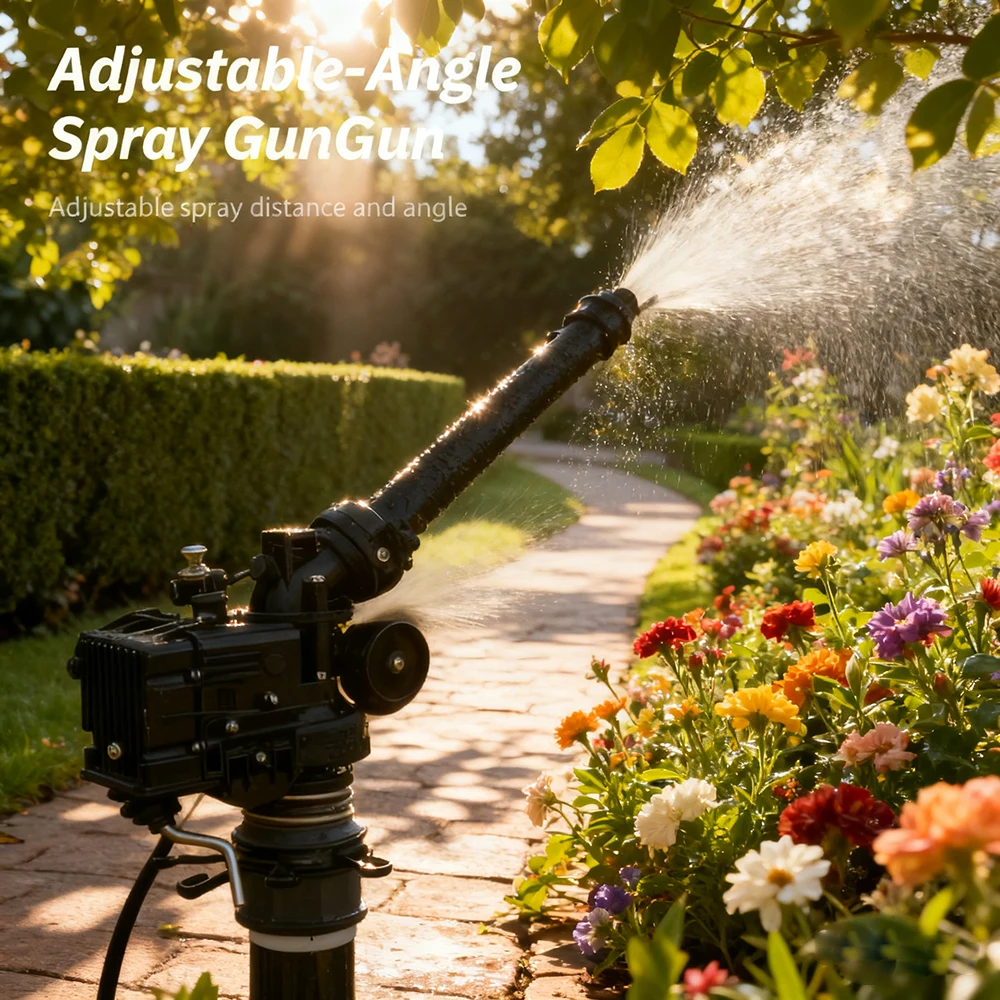 

Rotating Agricultural Turbine Sprinkler 0-48° Adjustable Durable Turbine Spray Gun for Large Area Lawn Farm Irrigation Sprinkler