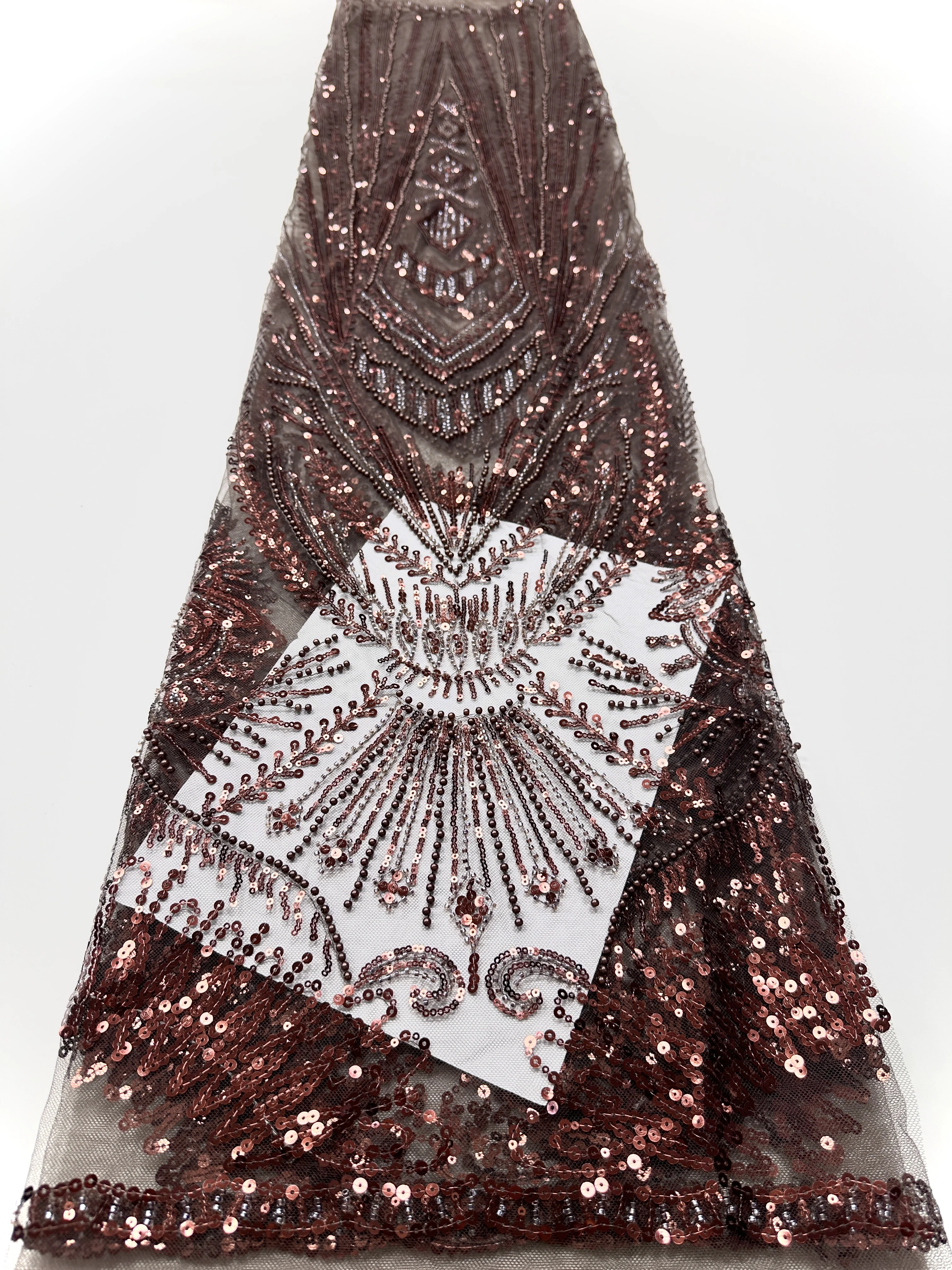 

African Nigerian Tulle Lace Fabric Luxury Sequins Sewing Guipure Beads Embroidery Dresses High Quality 2025 5Yards resses