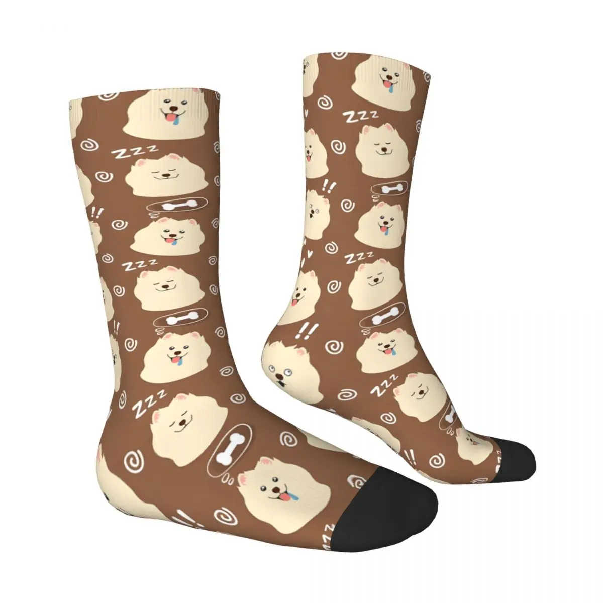 Retro Samoyed Dog Men's Socks Street Style Pattern Printed Funny Crew Sock