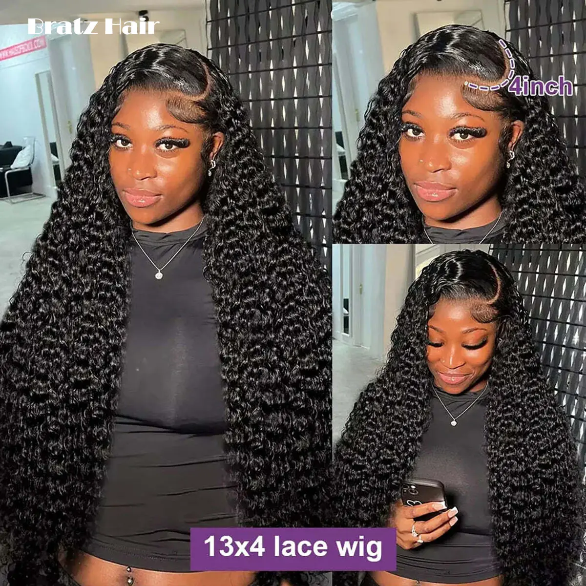 Natural Black 5by5 Closure Glueless Curly Wig 100% Human Hair 13x6 13x4 HD Lace Front Wigs for Black Woman Ready to Wear Wigs