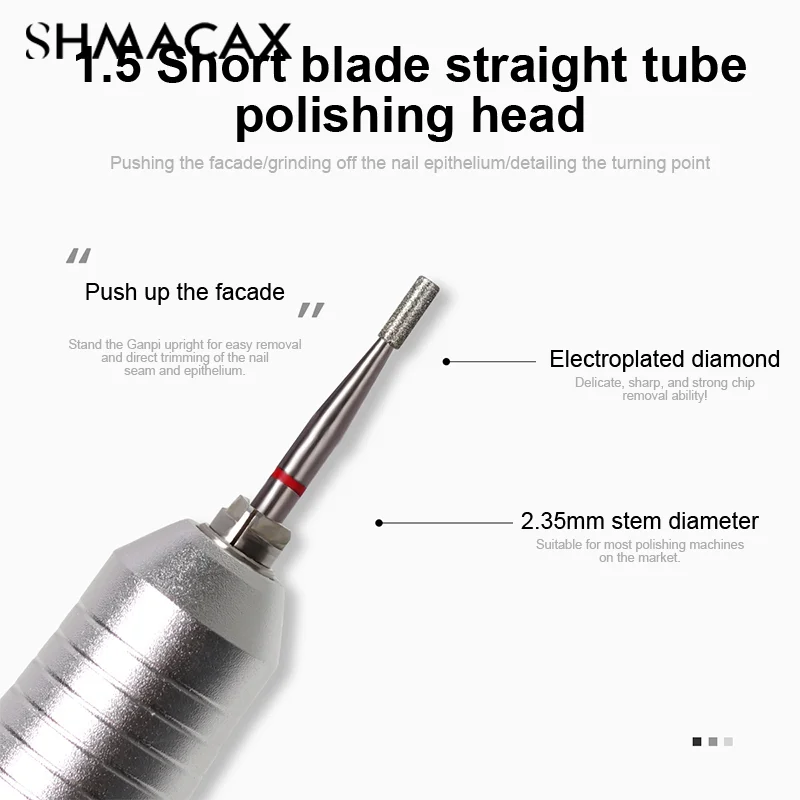 1.5mm Nail Drill Bits Electric Grinding Headed Diamond Tungsten Steel Manicure Polishing Clean Tool Nail Specialized Tools