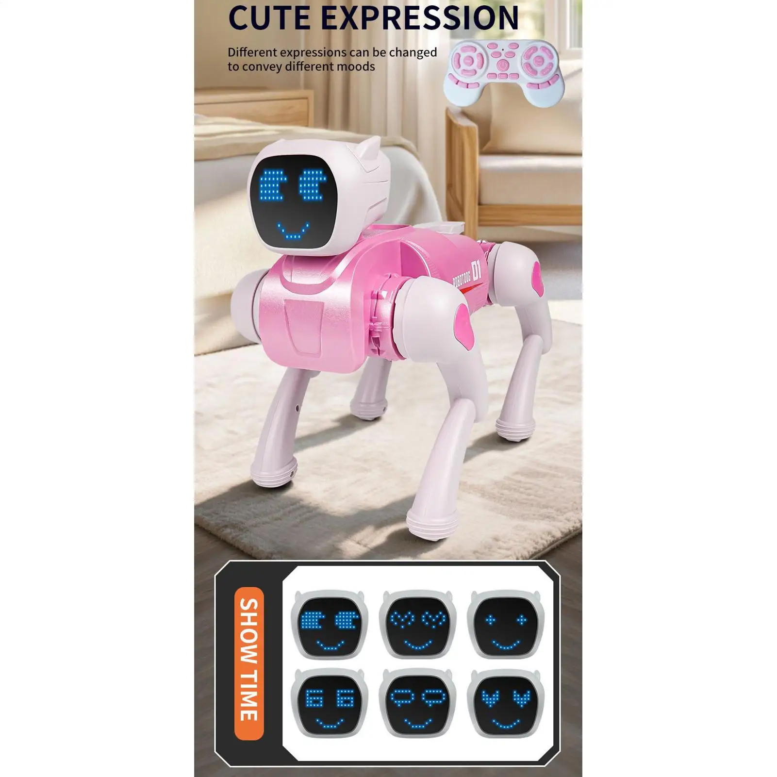 Robot chiot interactif télécommande figurines Intelligent marche robotique chiens animaux de compagnie pour enfants filles maison voyage intérieur salle de classe