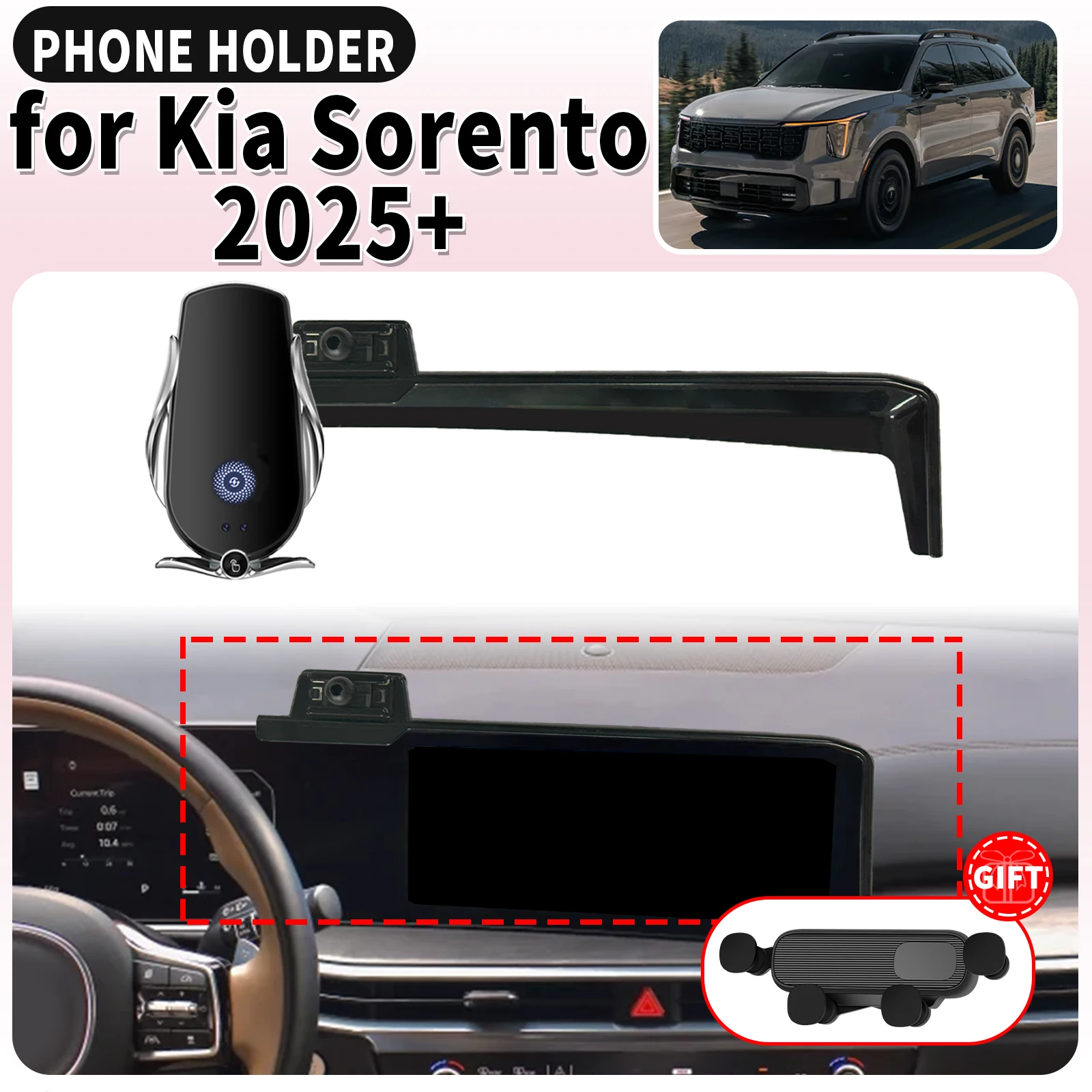 

fit for Kia Sorento 2025 2026 2027 ​​Screen Base Mount Phone Holder Dedicated Clip-On Navigation Bracket Car​​ accessoires