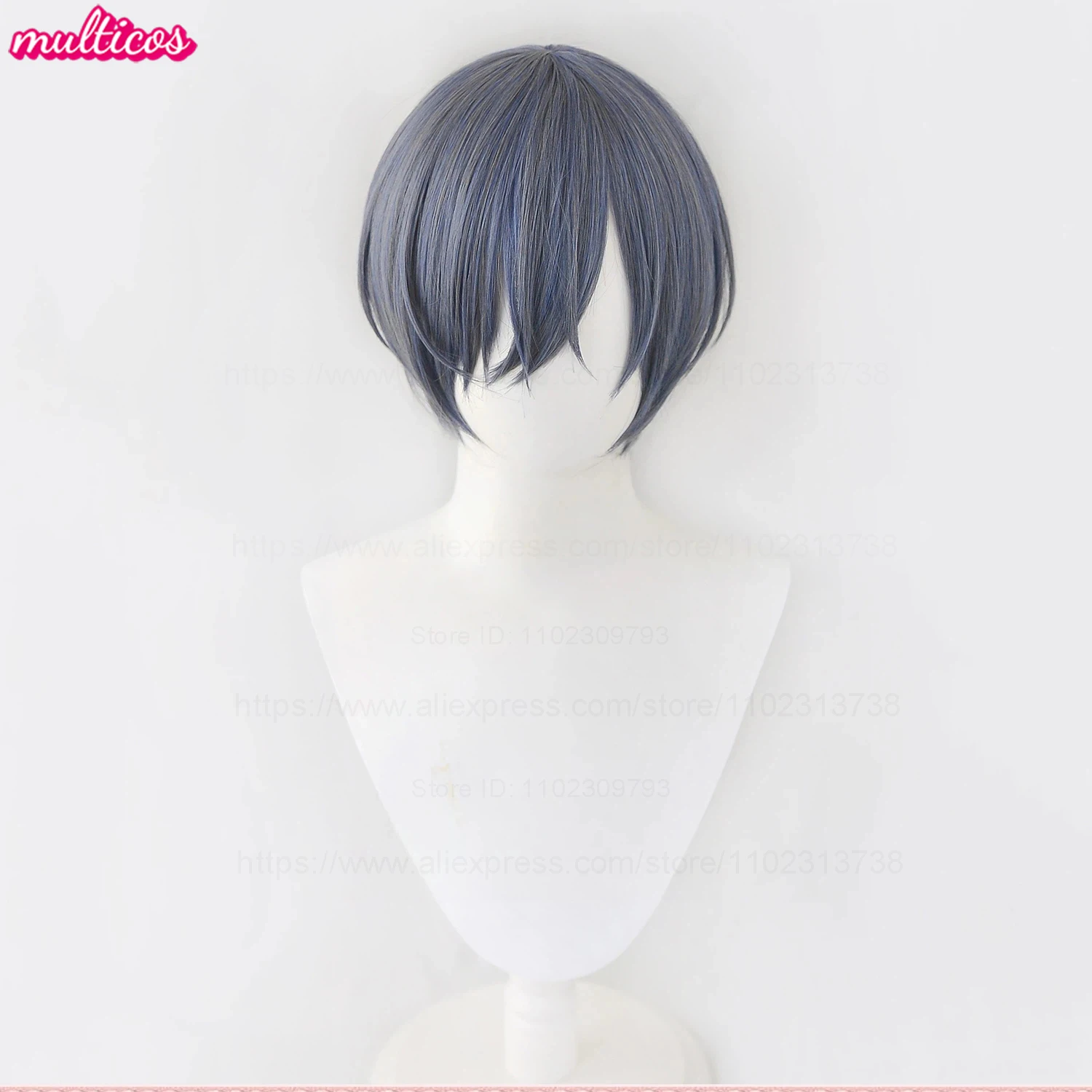 High Quality Anime Ciel Phantomhive Cosplay Wig 30cm Short Blue Grey Heat Resistant Hair Kuroshitsuji Cosplay Wigs + Wig Cap