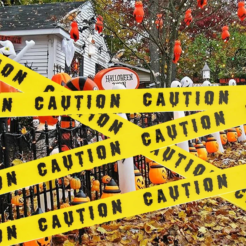 1Set Halloween Decorations Caution Tape Scary Caution Tape Roll Hazard Warning Tape Indoor Outdoor Halloween Spooky DIY Decor