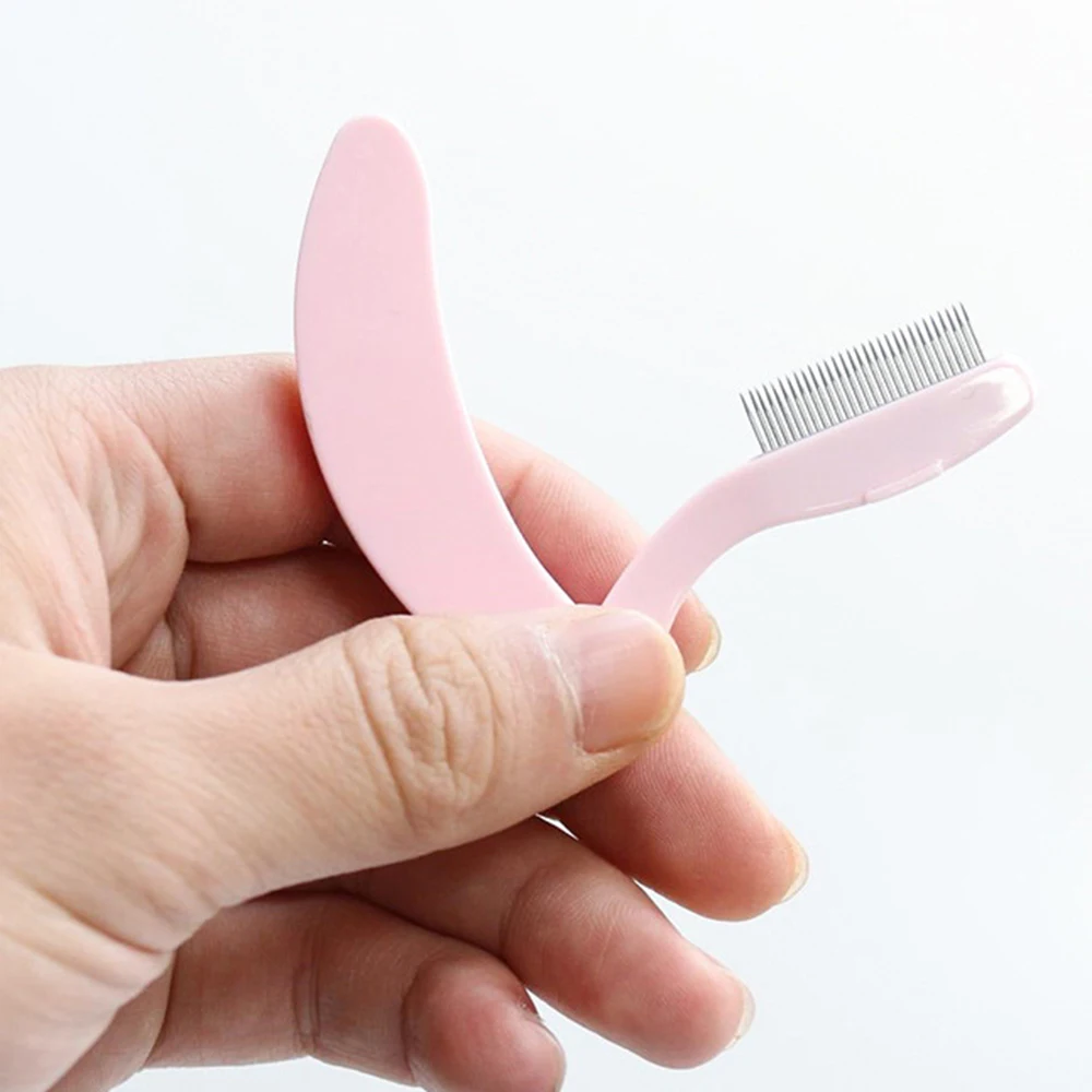 Folding Eyelash Separator Comb With Stainless Steel Teeth For Lashes Brows Portable Curved Eyebrow Comb Girls Makeup Tool