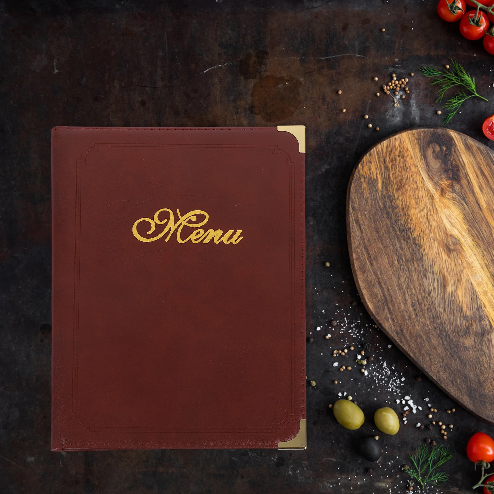 Restaurant Menu Holder with 7 Page Sleeves for Cafe Bar Hotel Waiter Menu Cover Book Binder Protective Menu Protector