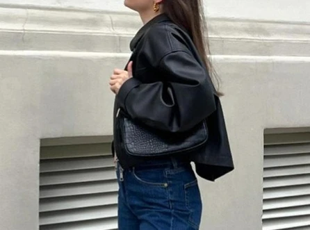 Giacca in pelle con colletto di fascia alta opaca 2025 Autunno e inverno Nuova giacca corta ampia e snellente