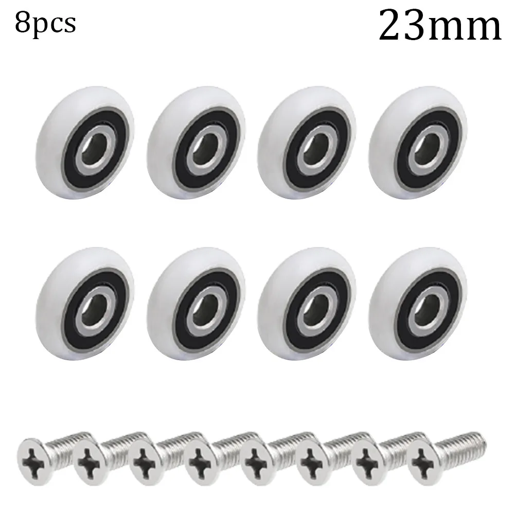 Replacement Shower Door Rollers Runner Shower Cabins Showers & 8*Screws 1 Set 19/23/25mm 8Pcs Baths Parts For Shower Enclosures