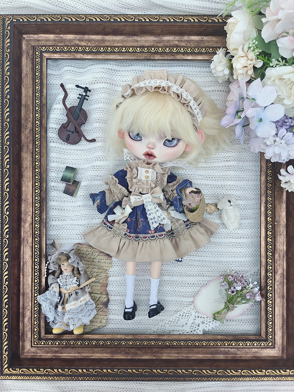 Ubranka dla lalek Blythe Koronkowa Sukienka Księżniczki w Stylu Vintage z Długim Rękawem Akcesoria dla Lalek Ymy Licca Azones Ob22 24 27 Ubrania dla Blythe