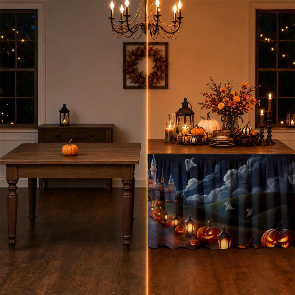 Table skirt / tableskirt, fantasy castle, Halloween, night, Southern Hemisphere spring, Northern Hemisphere autumnzyc