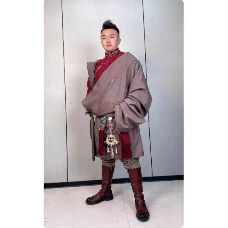 New Tibetan Men's Robe Traditional Chuba Autumn Ethnic Clothing Costume for Performance Cultural Festivals Tibet Outerwear