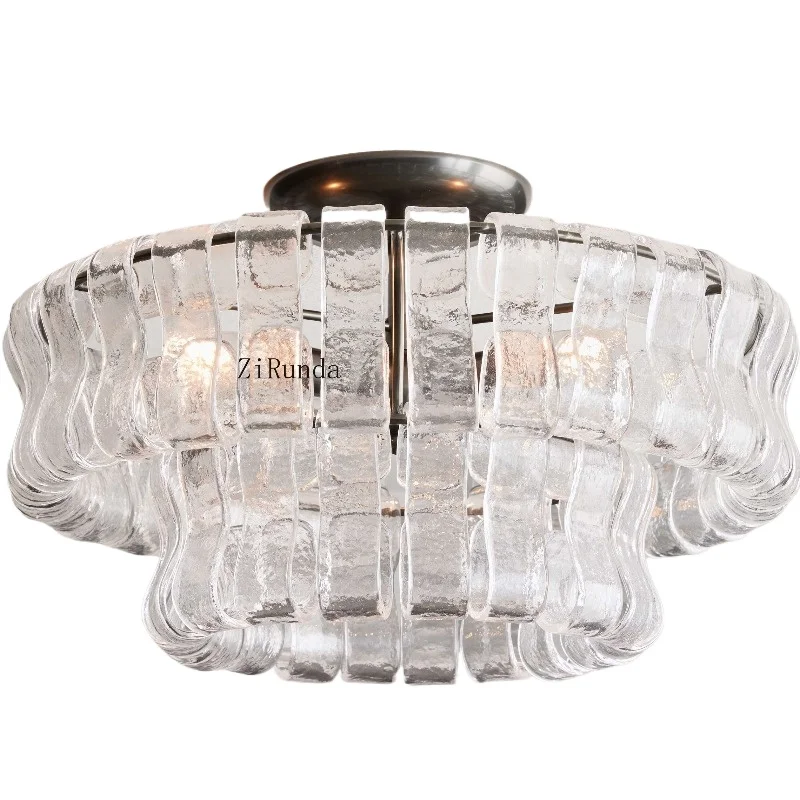Modern luxury classic French living room large banquet hotel restaurant high-end smoke glass ceiling lamp
