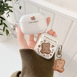 Capa adorável urso para Airpods, fone de ouvido, fone de ouvido macio, caixa sem fio com chaveiro, Apple Airpod Pro, 2, 1, 2, 3