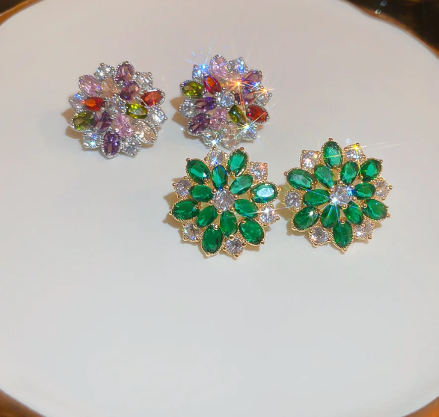 2022 new trend S925 silver needle copper zircon flower simple luxury Earrings for women Fashion Jewelry
