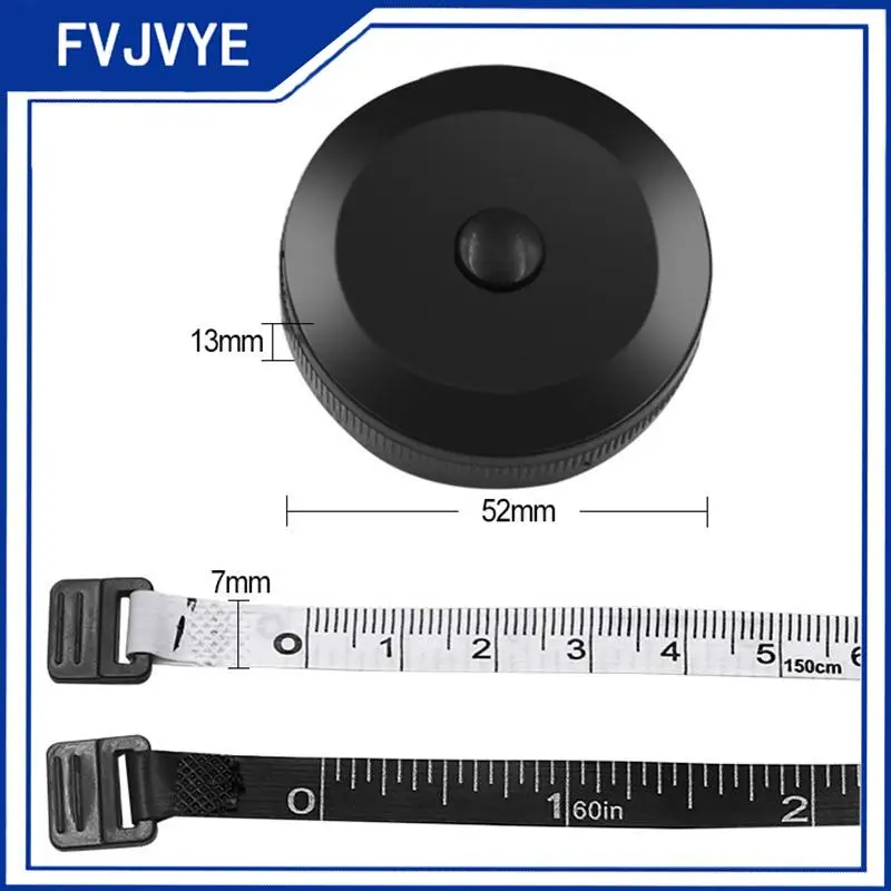 150cm Mini Tape Measure Meter Tape Tailor Ruler Keychain Measuring Clothing Size Black White Portable Sewing Tools Accessory A2