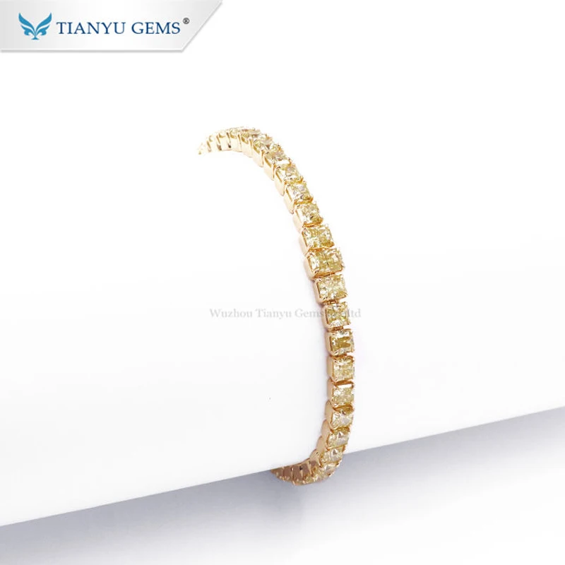 Tianyu Gems Yellow Moissanite Tennis Bracelets 17.8ctw Gemstone 18k 14k 10k Solid Gold Women Bracelet for Wedding Custom Jewelry