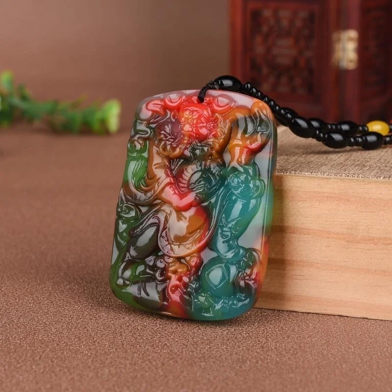 Xinjiang Hetian Color Jade Zhong Kui Ghost for Men and Women To Ward Off Evil Spirits Joker Pendant