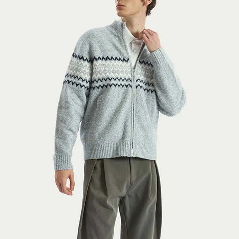 

Новый осенний мужской жаккардовый свитер с длинными рукавами, куртка в американском стиле ретро, модный повседневный уличный свободный нишевый мужской топ