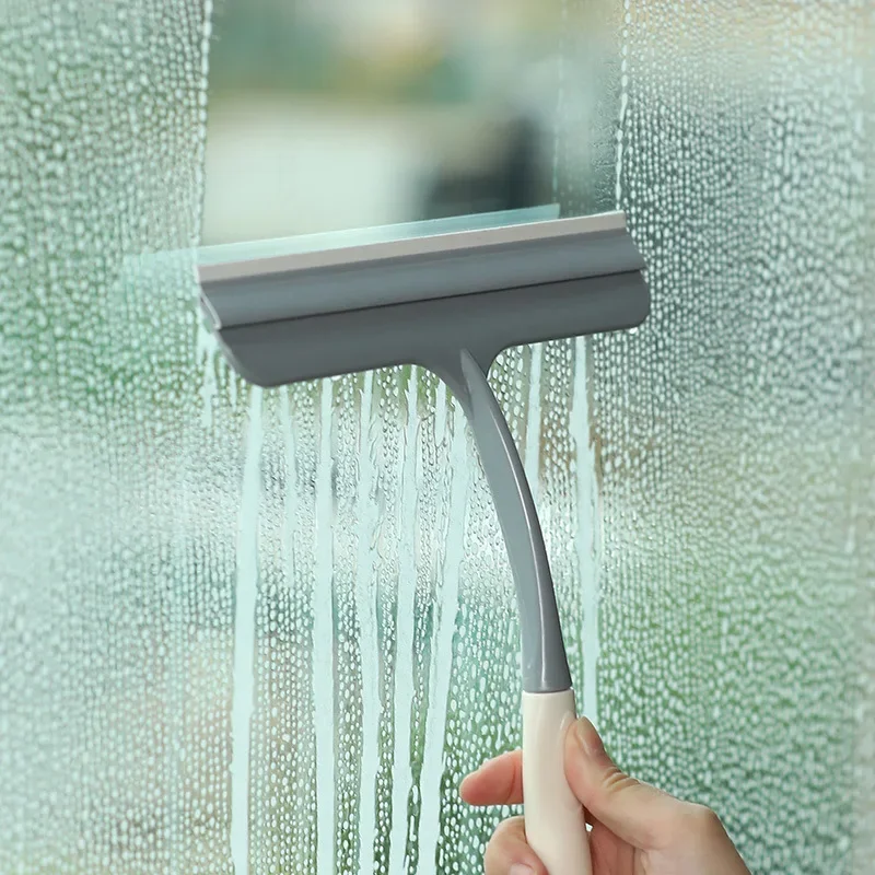 Window Glass Wiper with Silicone Blade Mirror Cleaner Holder Hook Car Glass Shower Squeegee Household Cleaning Bathroom Scraper