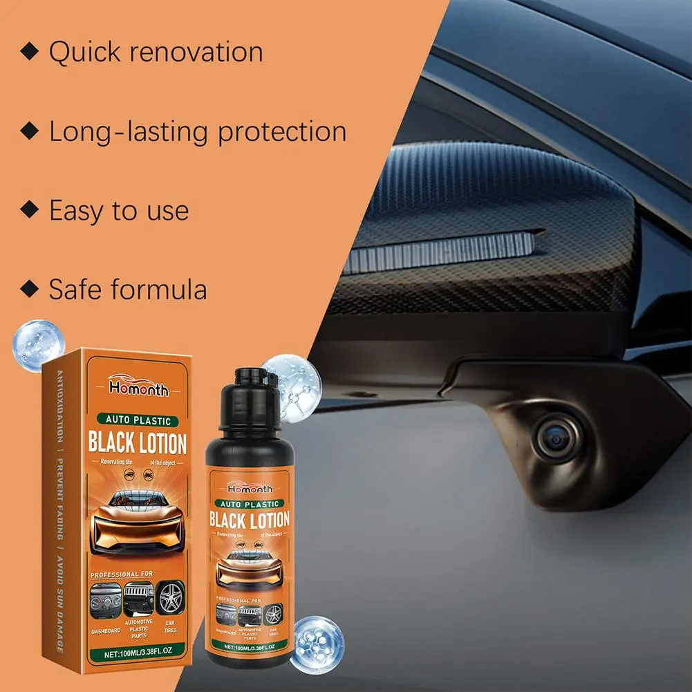 Car Plastic Refurbishing Agent 100ml Interior Cleaner Polish Stain Remover Black Restoration Shinning Coating Liquid