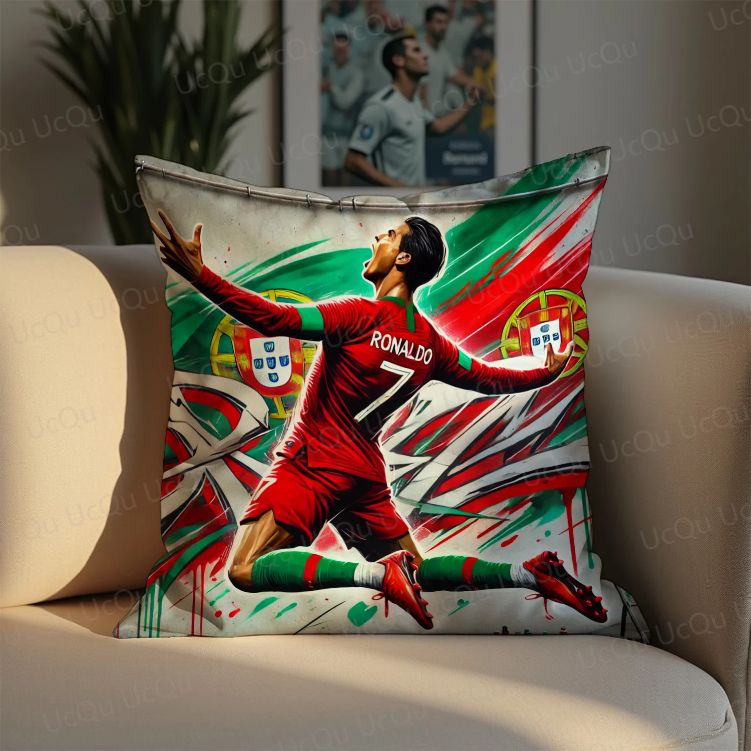 2025 CHAT GPT Special Design New Ronaldo SIU Throw pillow Cover Cartoon Fans Legend Cushion Cover Zipper Size 450*450mm