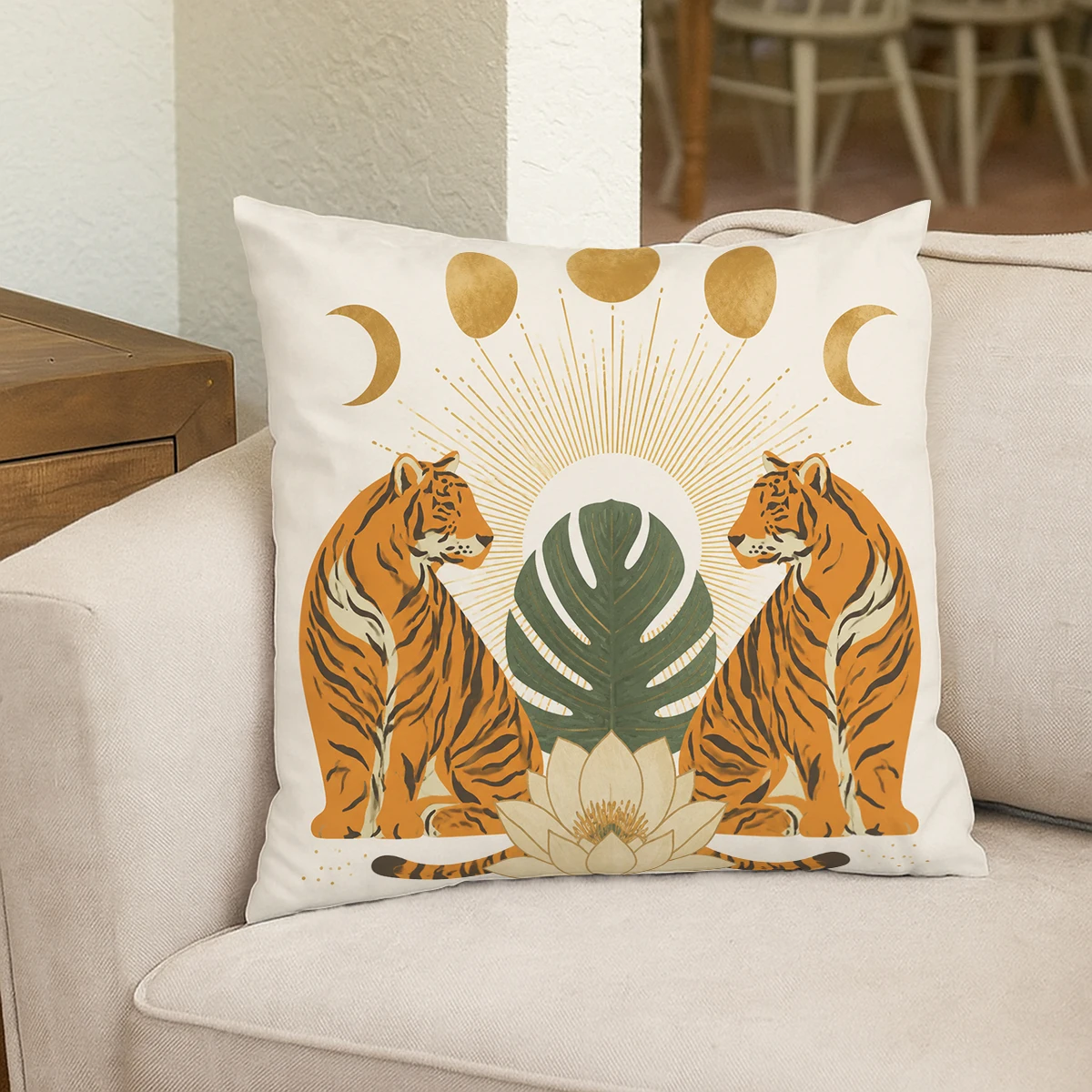 Vintage Starburst Pattern Polyester Pillow Cover - Stylish Square Cushion Case for Sofa, Bedroom and Living Room Decor