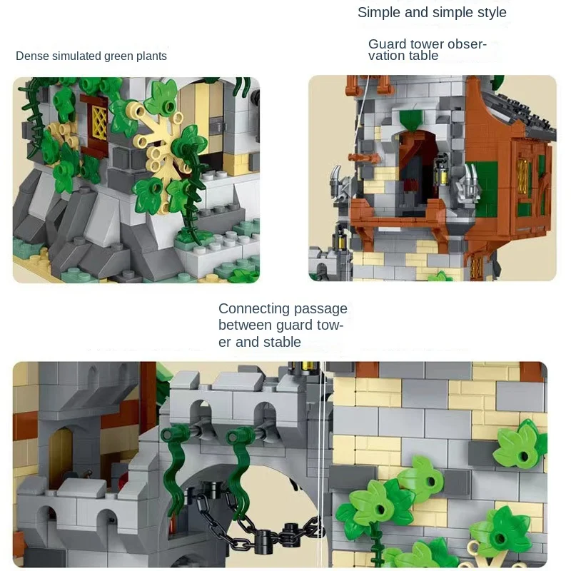 3811PCS Middeleeuwse Stad Stabiele Garde Toren Bouwstenen Architectuur Modulaire Straatweergaven Huis Model Creatieve Expert Speelgoed MOC
