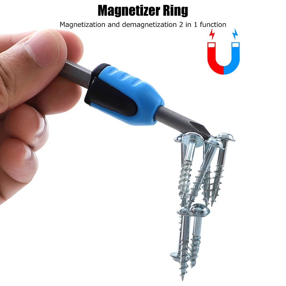 Bits Magnetizer Powerful Magnetic Socket for 6.35mm Screwdriver Bits Magnetizer Demagnetizer Tool for Hex Shank Drill Bit Holder