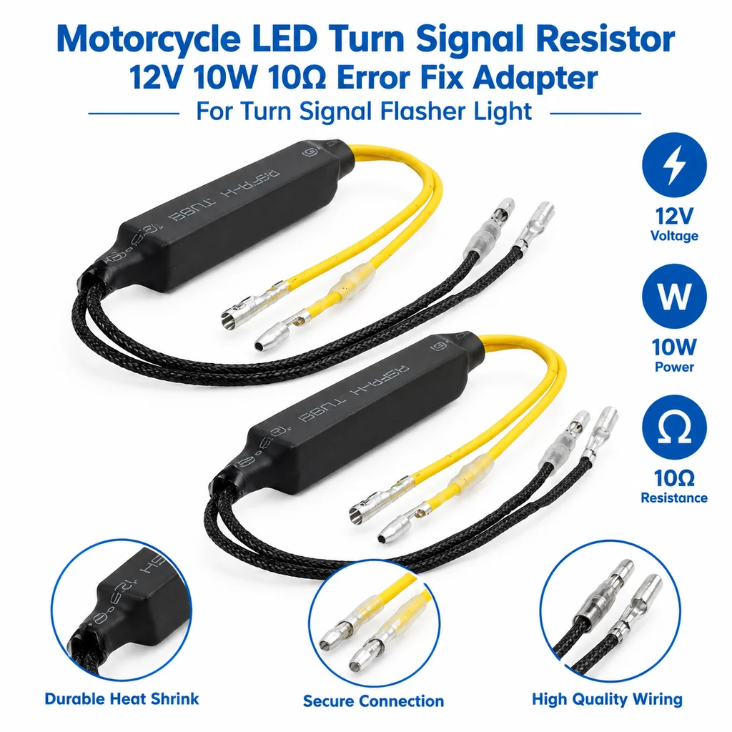 Motorcycle LED Turn Signal Resistor 12V 10W 10Ω Error Fix Adapter For Turn Signal Flasher Light
