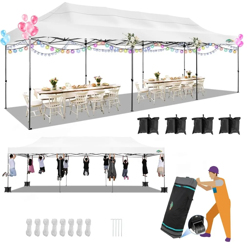 

COBIZI 10x30 up Canopy, Heavy Duty Outdoor Party Tents for Parties, Ez up UPF 50+ Waterproof Commercial Canopy with