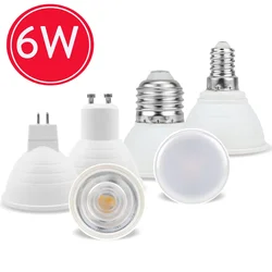 6w COB Plastic Aluminum GU10 MR16 E27 E14 24/120 Degrees 220v Led Light Cold Warm White Home Living Room Spot Light Replacement