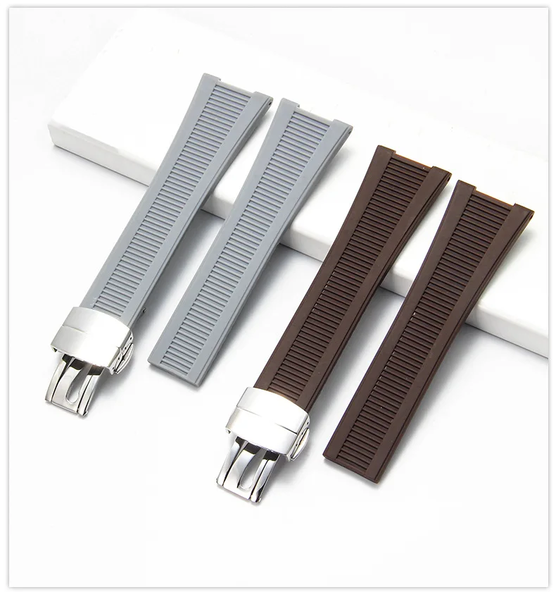for Patek Nautilus Philippe PP 5711 5712 Black Blue Gray Brown Rubber Concave Watch StrapSilicone Watch Strap 25mm*13mm