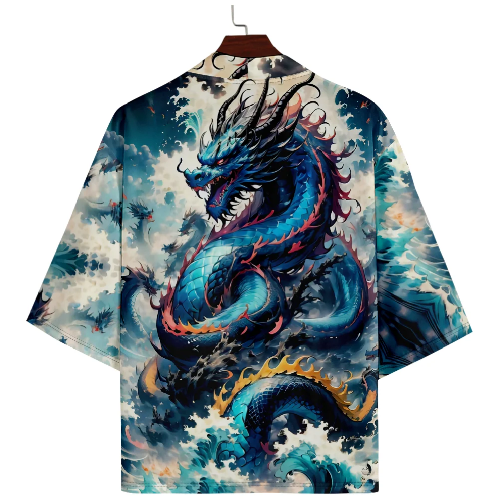 New Design Dragon Print Fashion Japanese Cardigan Haori Women Traditional Asian Clothing Cosplay Shirts Yukata Beach Kimono