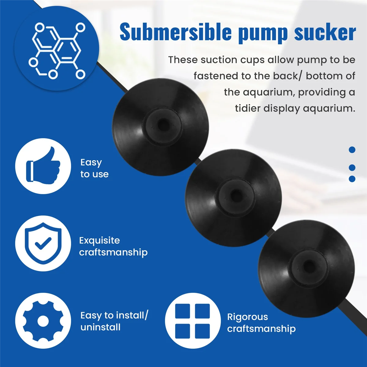 10 x Black rubber 27mm Suction Cup Clip Sucker For Aquarium Fish Tank Pump