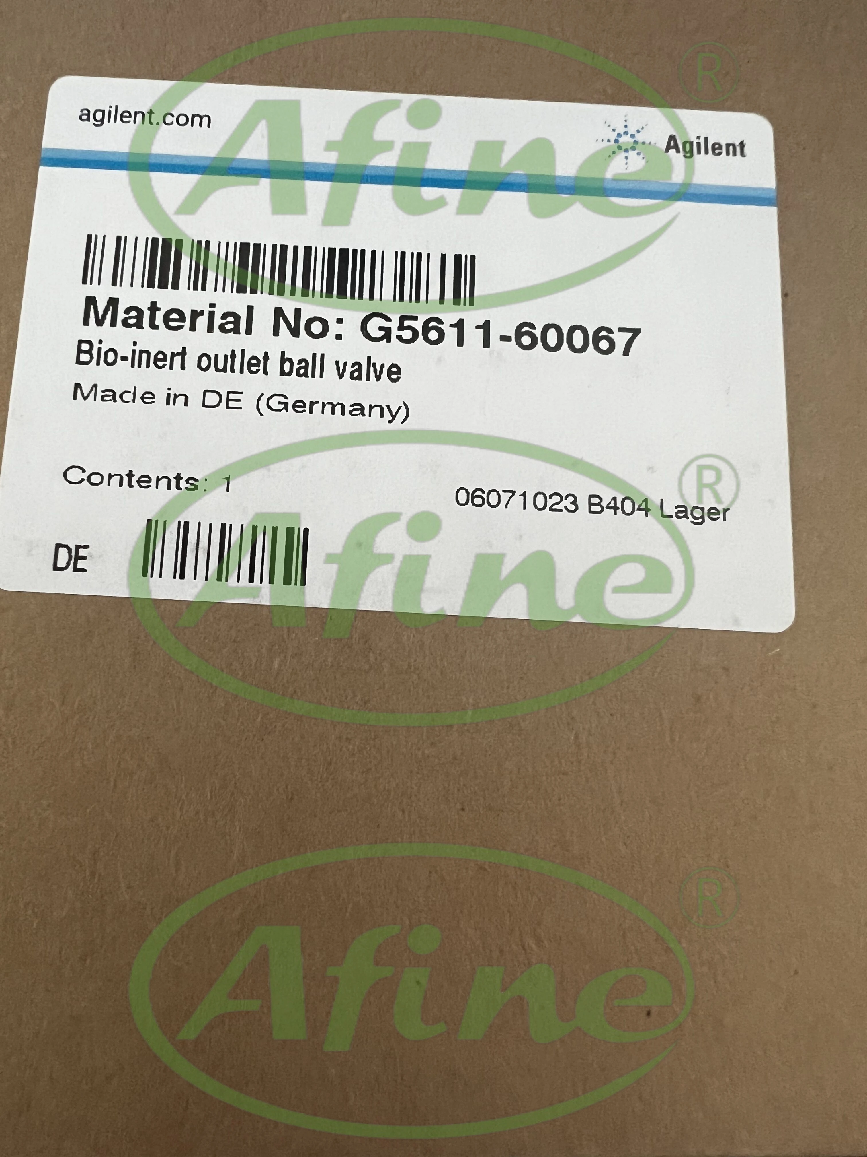 

AFINE Agilent G5611-60067 Bio-Inert Outlet Ball Valve, 600 bar