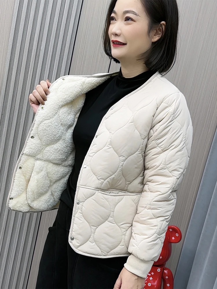 Cotton-padded jacket Winter 2024 New Middle-aged Women Dress Short Outerwear X Autumn and Winter Fleece-lined Thickened Small...