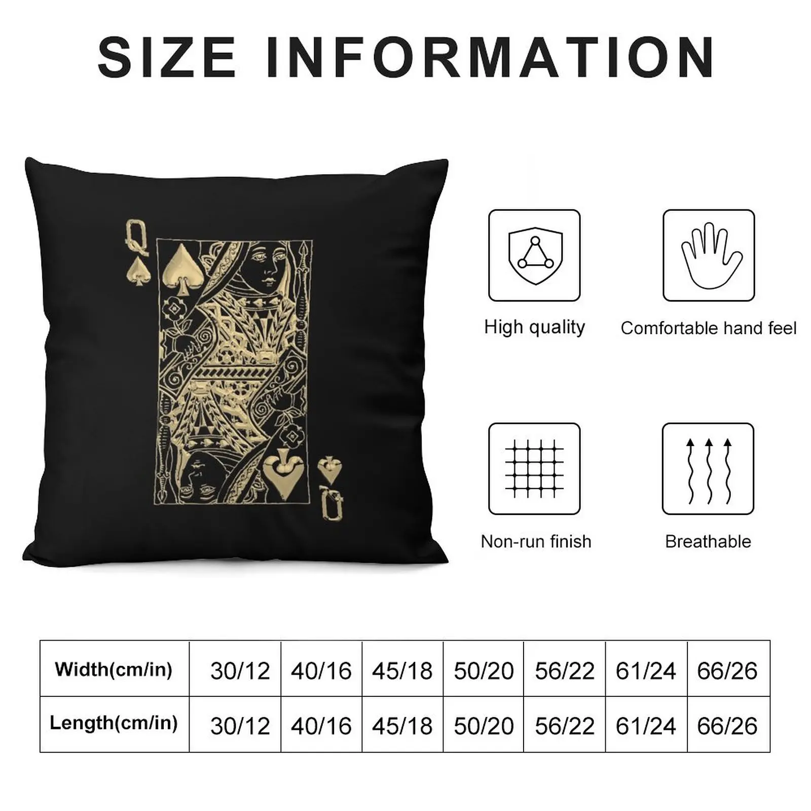 Queen of Spades in Gold over Black Throw Pillow Decorative pillow case bed pillows pillow