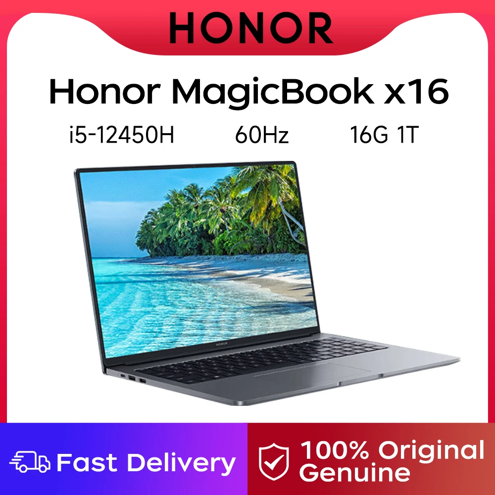 Honor Laptop MagicBook X 16 16-inch 2023 12th Gen Core i5 12450H 16GB 512GB/1TB/2TB SSD 60Hz IPS screen laptop