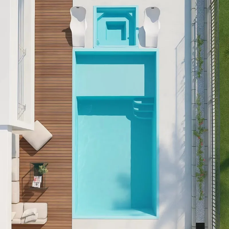 Customized Luxury Villa Hotel House Swim Spa Pool Modular Combine Big Large Size Inground Fiberglass Outdoor Swimming Pool