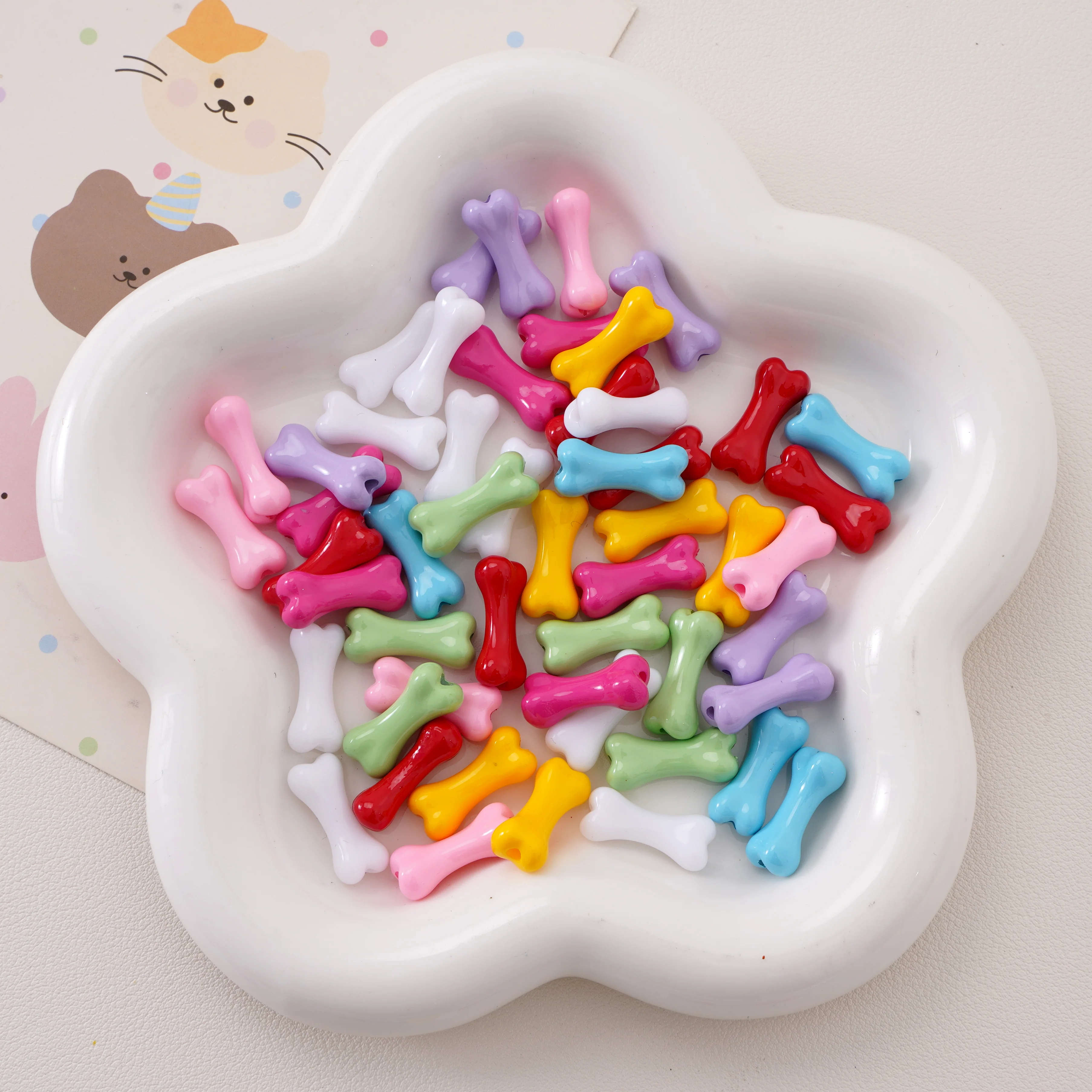 2pcs Acrylic Beads Loose Spacer Bone Beading for Necklaces Beads Bracelets Earrings Pendants DIY Jewelry Making Keychain Gifts