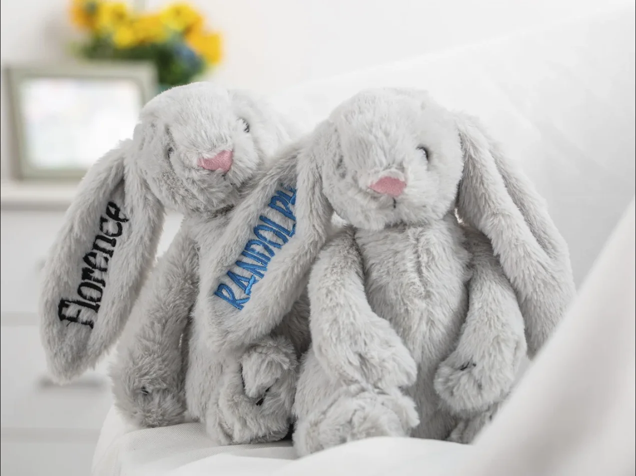 Custom Monogrammed Bunny for Baby Shower Personalized Stuffed Bunny Toy Easter Gift Embroidered Baby Bunny Gifts with Baby Name