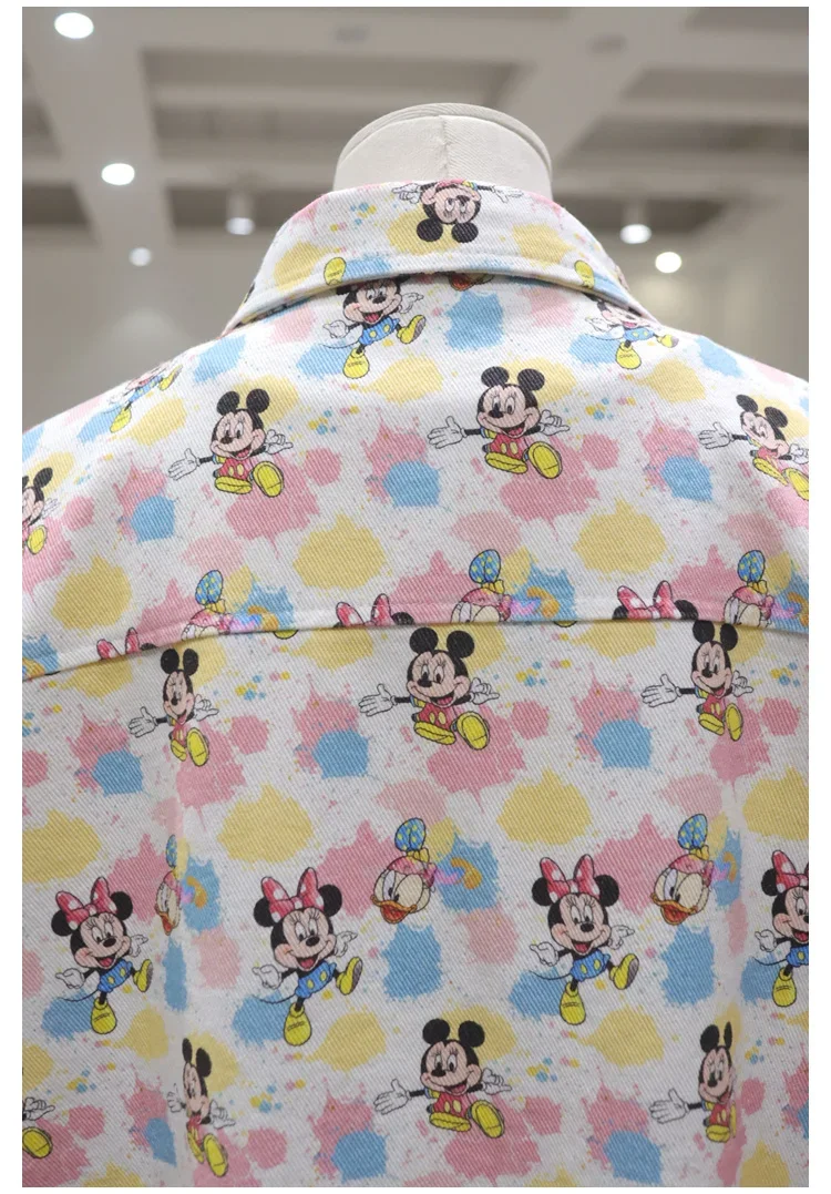 الحد من العمر المائية الكرتون Kawaii بلوزة 2025 جديد أوائل الربيع فضفاض متوسط وطويل غسلها القطن قميص دينيم سترة النساء